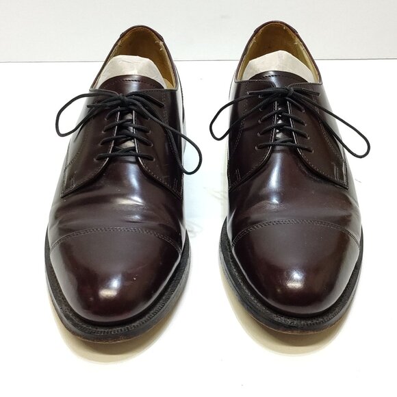 Bostonian Impression Leather Oxford Men 8.5 Leather Sole D/B Width Brown Cap Toe - Picture 3 of 11